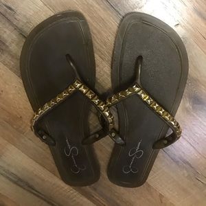 Jesssica Simpson studded flip flops